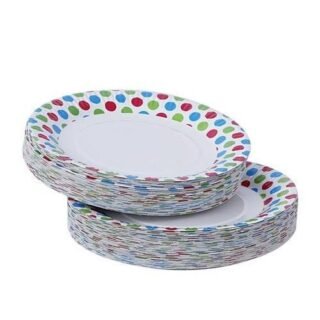 Paper Plates 14 inch Round White (Pack of 20)| Disposable Dinner Plates|100% Natural Biodegradable, Eco-Friendly